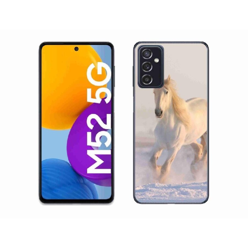 Gelový obal mmCase na mobil Samsung Galaxy M52 5G - kůň ve sněhu