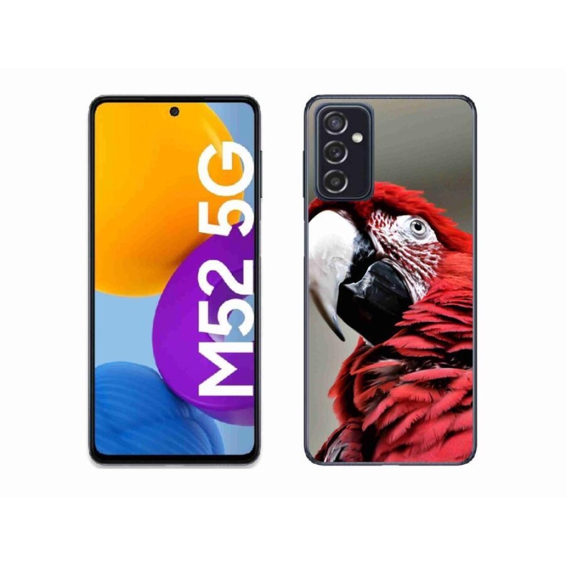 Gelový obal mmCase na mobil Samsung Galaxy M52 5G - papoušek ara červený