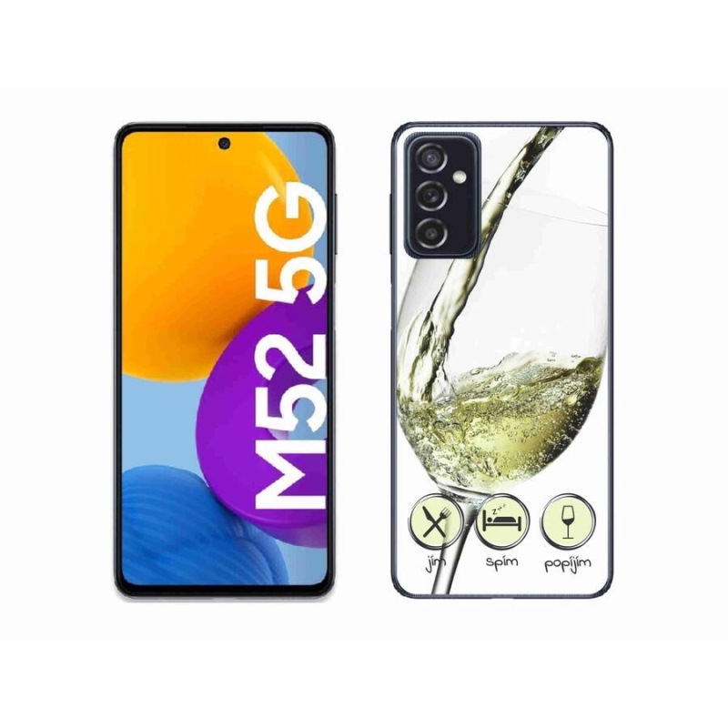 Gelový obal mmCase na mobil Samsung Galaxy M52 5G - sklenička vína bílé