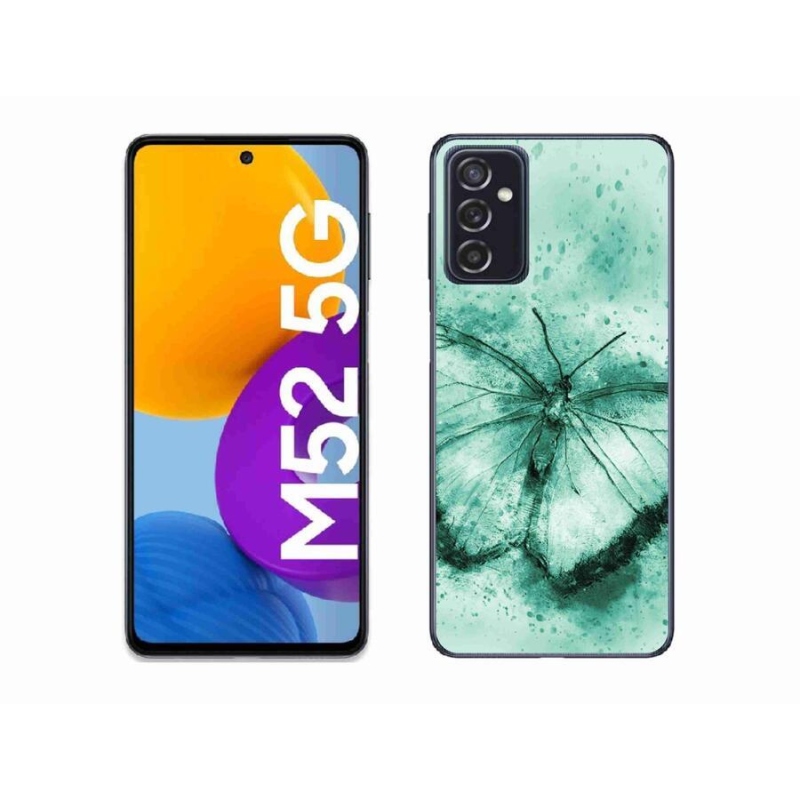 Gelový obal mmCase na mobil Samsung Galaxy M52 5G - zelený motýl