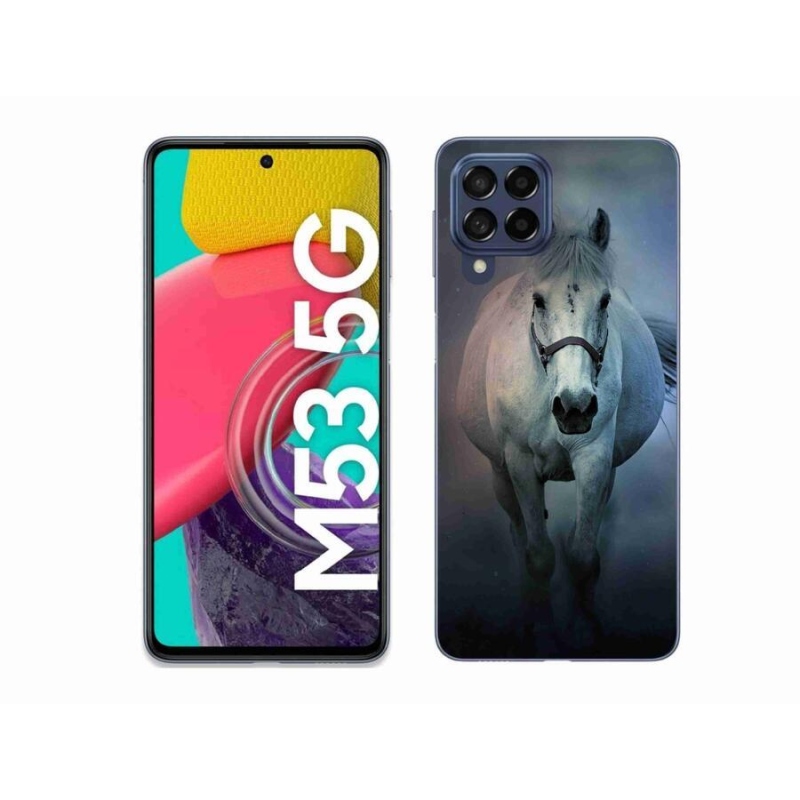 Gelový obal mmCase na mobil Samsung Galaxy M53 5G - běžící bílý kůň