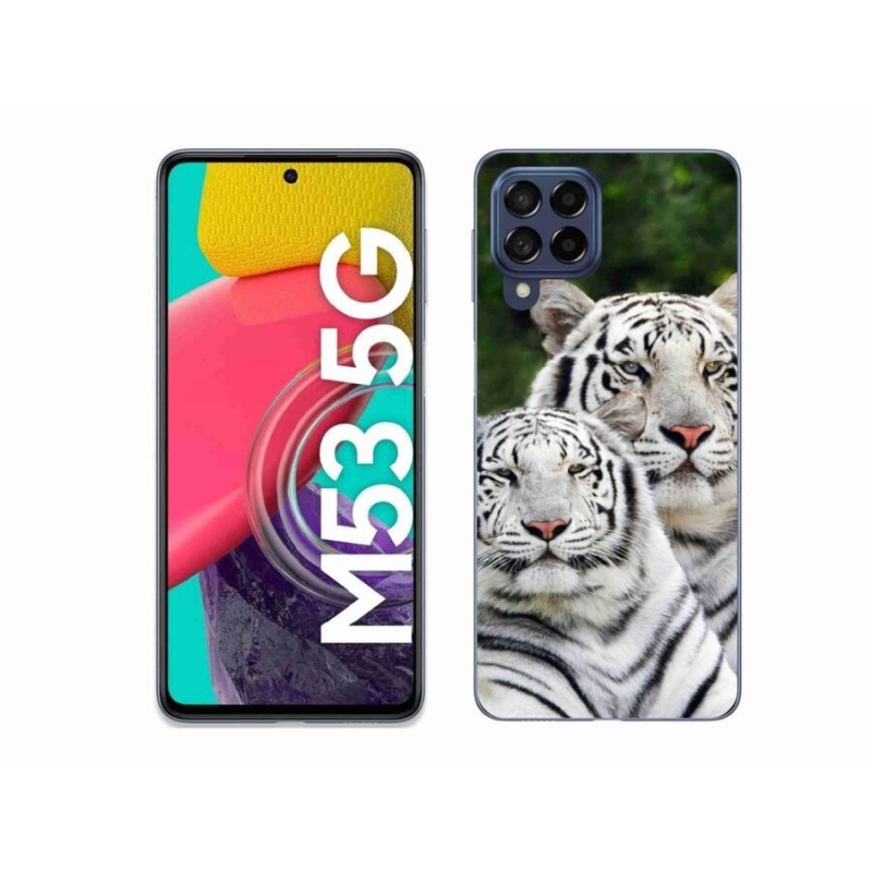 Gelový obal mmCase na mobil Samsung Galaxy M53 5G - bílí tygři