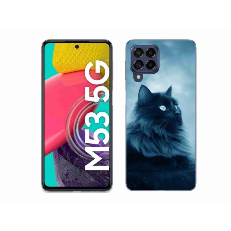 Gelový obal mmCase na mobil Samsung Galaxy M53 5G - černá kočka 1