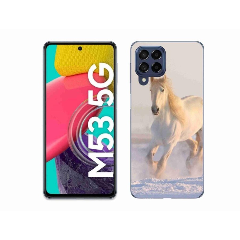 Gelový obal mmCase na mobil Samsung Galaxy M53 5G - kůň ve sněhu