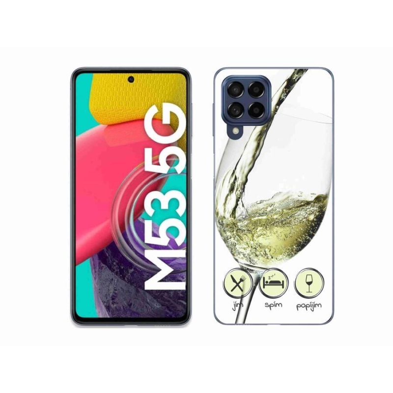 Gelový obal mmCase na mobil Samsung Galaxy M53 5G - sklenička vína bílé