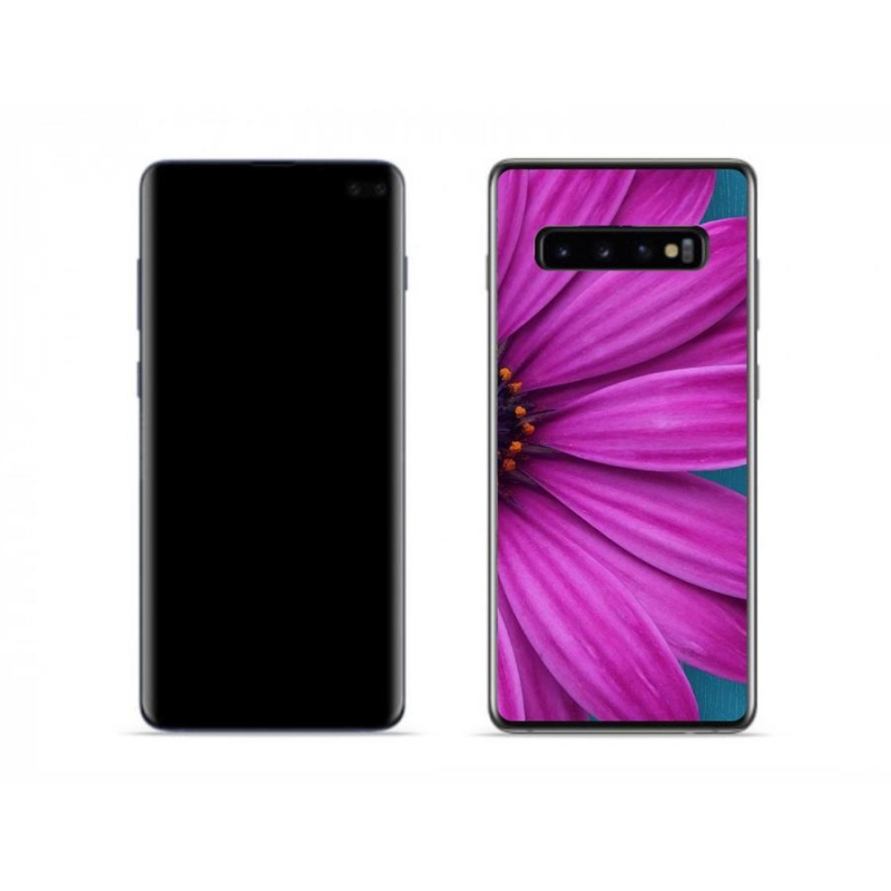 Gelový obal mmCase na mobil Samsung Galaxy S10 - fialová kopretina