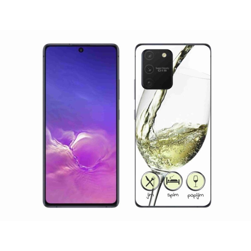 Gelový obal mmCase na mobil Samsung Galaxy S10 Lite - sklenička vína bílé