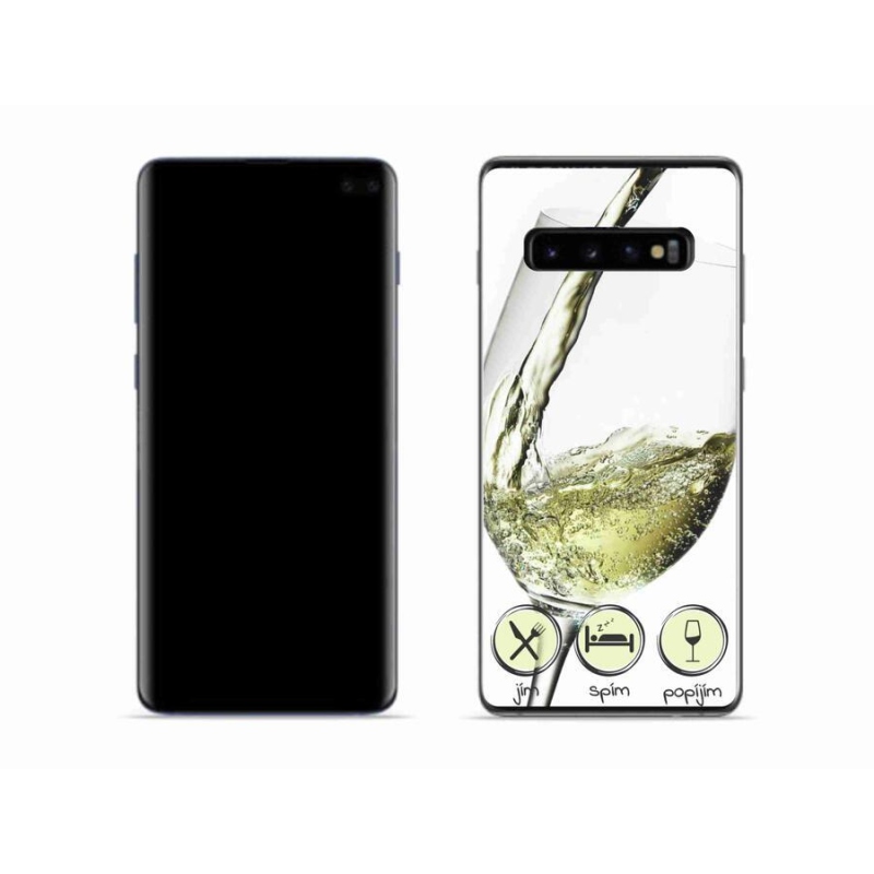 Gelový obal mmCase na mobil Samsung Galaxy S10 - sklenička vína bílé
