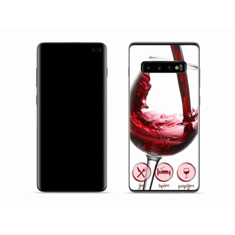 Gelový obal mmCase na mobil Samsung Galaxy S10 - sklenička vína červené