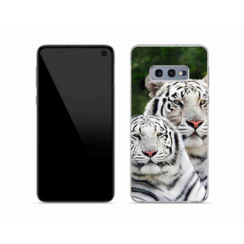 Gelový obal mmCase na mobil Samsung Galaxy S10e - bílí tygři