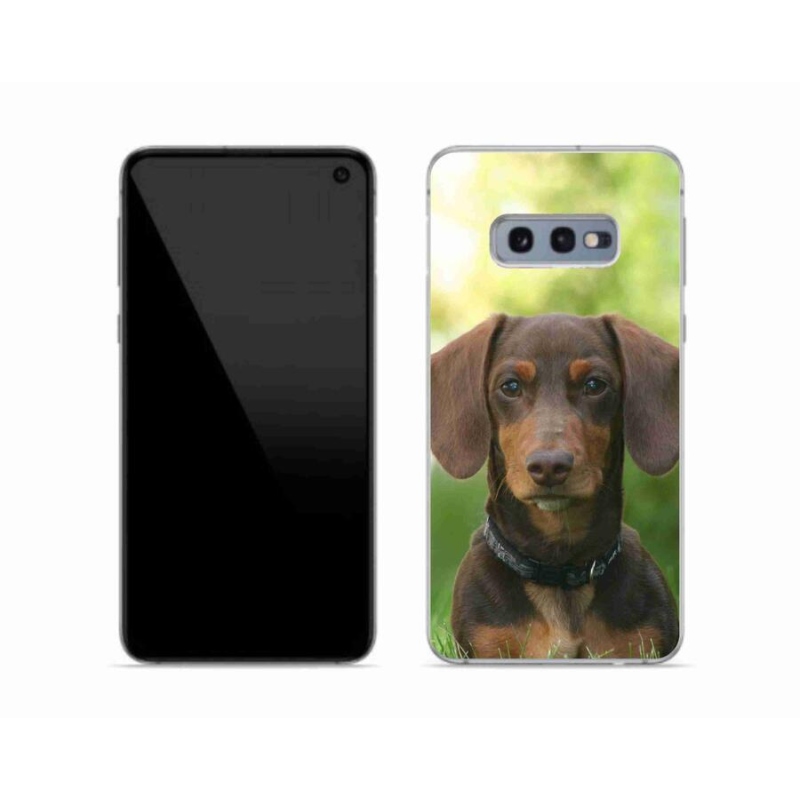 Gelový obal mmCase na mobil Samsung Galaxy S10e - hnědý jezevčík