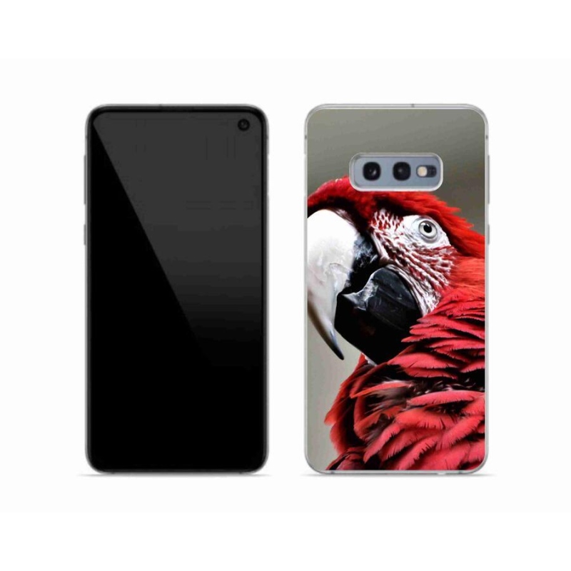 Gelový obal mmCase na mobil Samsung Galaxy S10e - papoušek ara červený