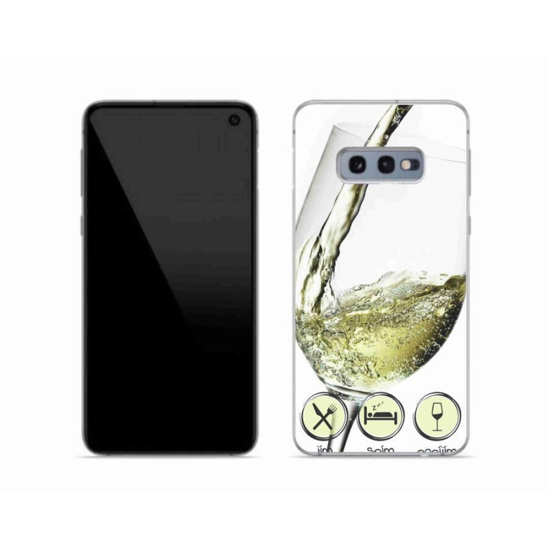Gelový obal mmCase na mobil Samsung Galaxy S10e - sklenička vína bílé