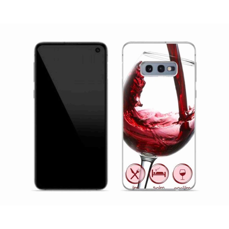Gelový obal mmCase na mobil Samsung Galaxy S10e - sklenička vína červené