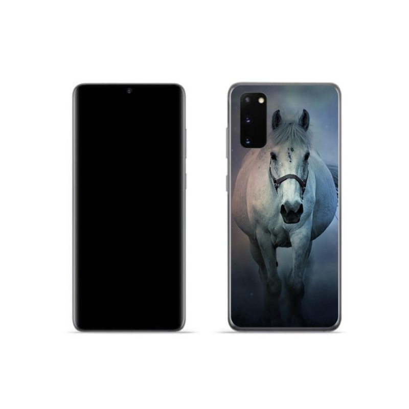 Gelový obal mmCase na mobil Samsung Galaxy S20 - běžící bílý kůň