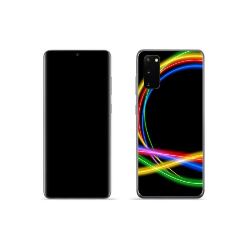 Gelový obal mmCase na mobil Samsung Galaxy S20 - neonové kruhy
