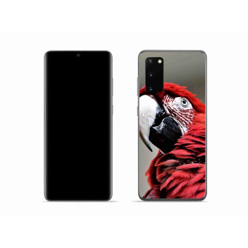 Gelový obal mmCase na mobil Samsung Galaxy S20 - papoušek ara červený