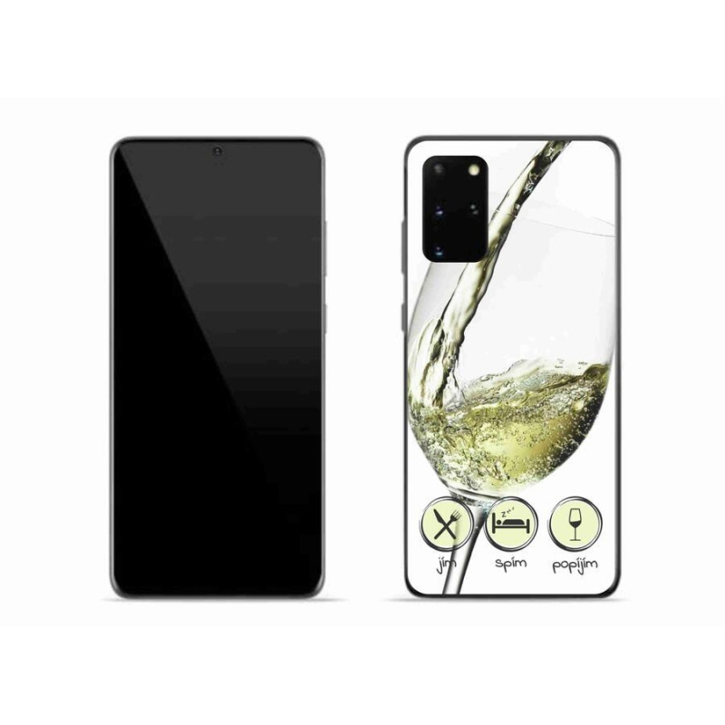 Gelový obal mmCase na mobil Samsung Galaxy S20 Plus - sklenička vína bílé