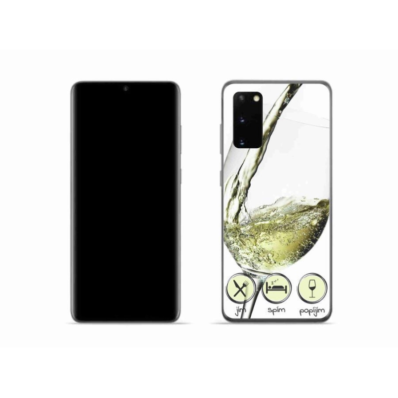 Gelový obal mmCase na mobil Samsung Galaxy S20 - sklenička vína bílé