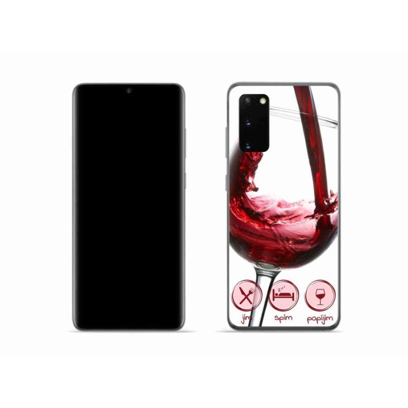Gelový obal mmCase na mobil Samsung Galaxy S20 - sklenička vína červené