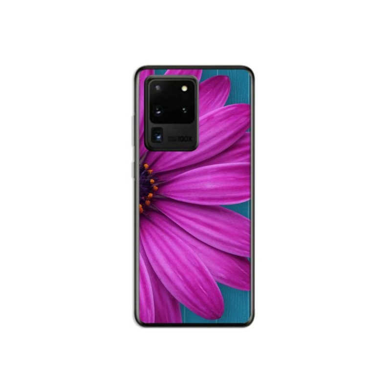Gelový obal mmCase na mobil Samsung Galaxy S20 Ultra - fialová kopretina