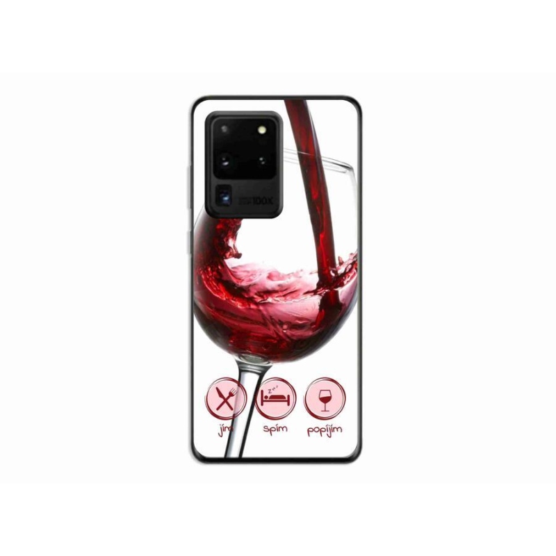 Gelový obal mmCase na mobil Samsung Galaxy S20 Ultra - sklenička vína červené