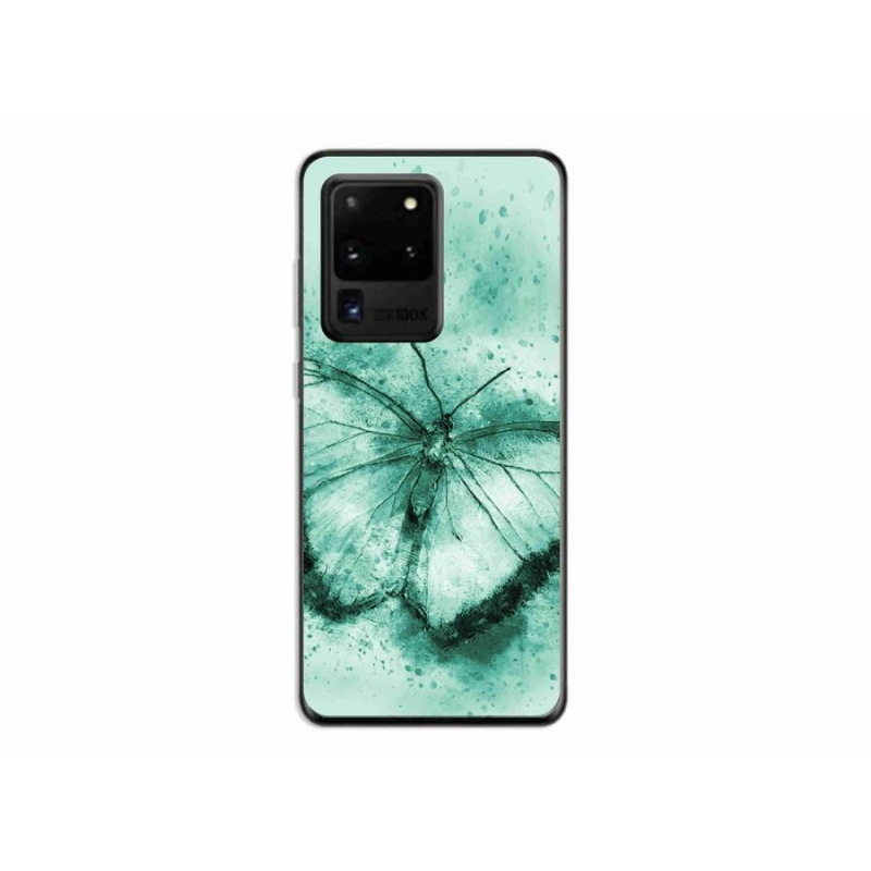 Gelový obal mmCase na mobil Samsung Galaxy S20 Ultra - zelený motýl