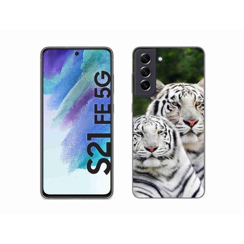 Gelový obal mmCase na mobil Samsung Galaxy S21 FE 5G - bílí tygři