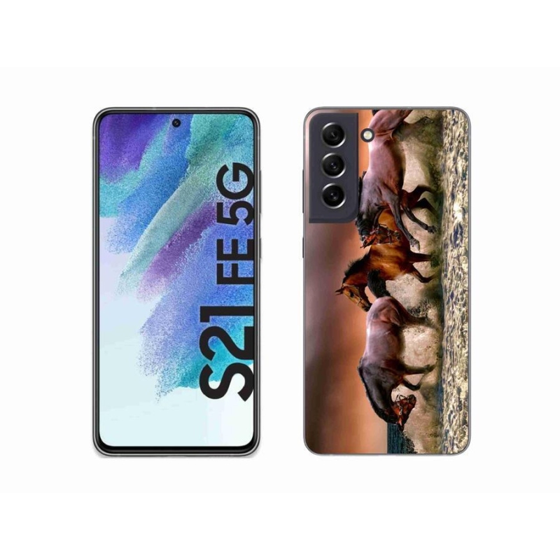 Gelový obal mmCase na mobil Samsung Galaxy S21 FE 5G - koně 1