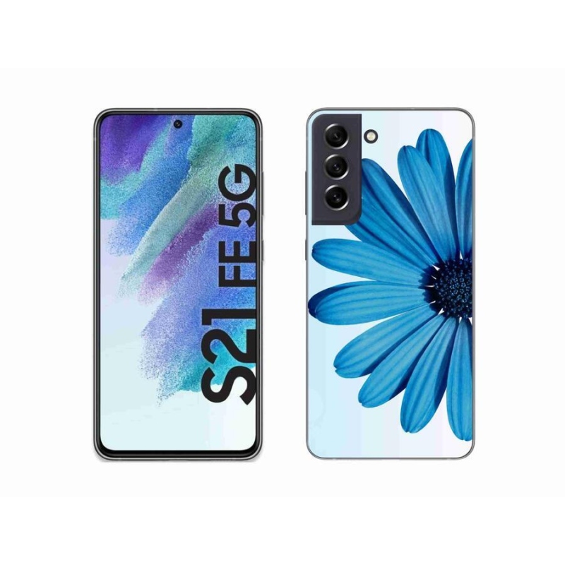 Gelový obal mmCase na mobil Samsung Galaxy S21 FE 5G - modrá kopretina