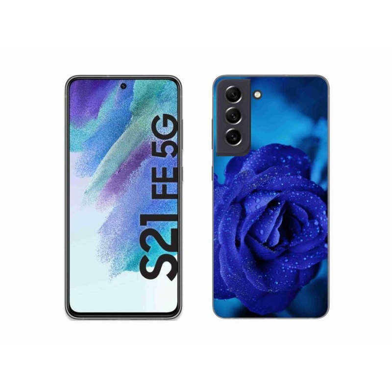 Gelový obal mmCase na mobil Samsung Galaxy S21 FE 5G - modrá růže