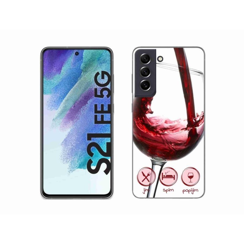 Gelový obal mmCase na mobil Samsung Galaxy S21 FE 5G - sklenička vína červené