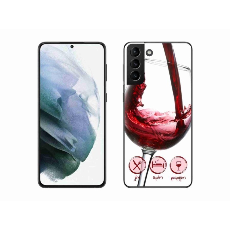 Gelový obal mmCase na mobil Samsung Galaxy S21 Plus - sklenička vína červené