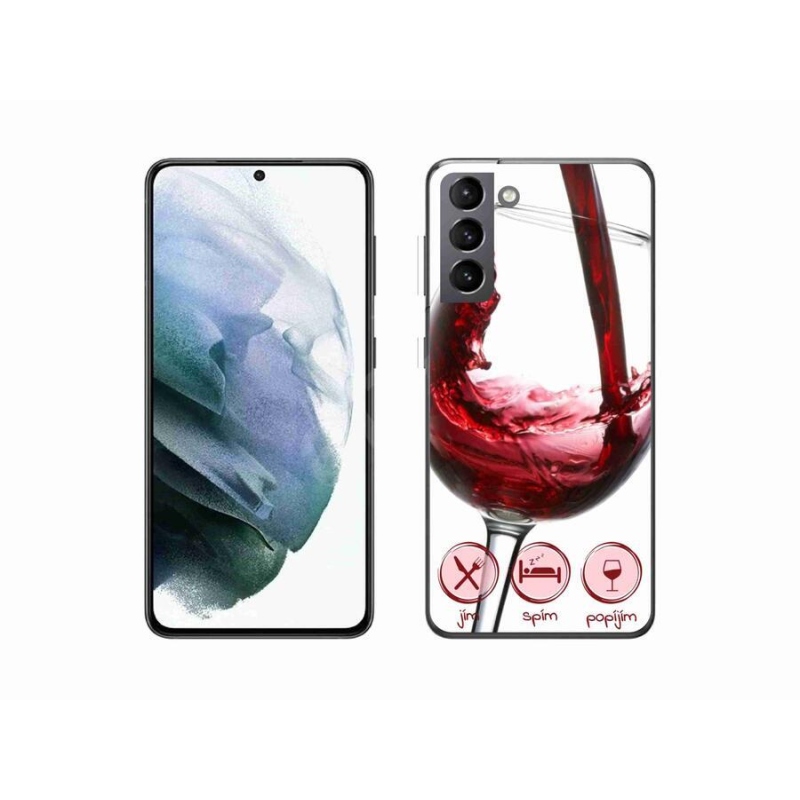 Gelový obal mmCase na mobil Samsung Galaxy S21 - sklenička vína červené