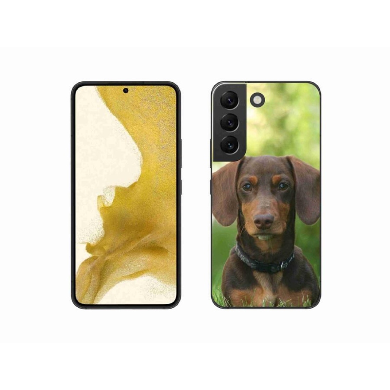 Gelový obal mmCase na mobil Samsung Galaxy S22 5G - hnědý jezevčík