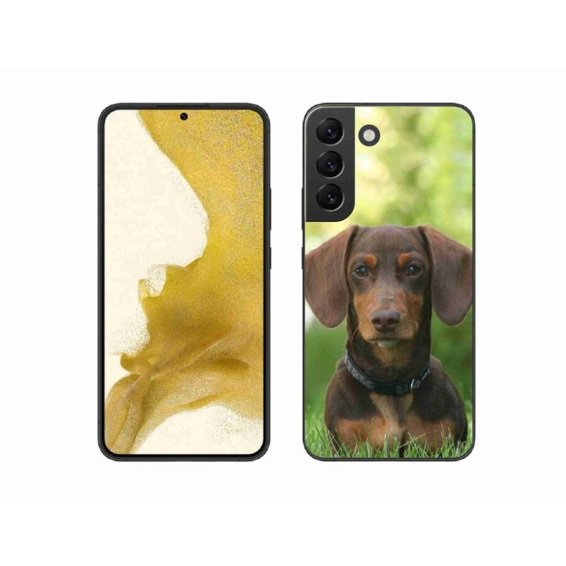 Gelový obal mmCase na mobil Samsung Galaxy S22+ 5G - hnědý jezevčík