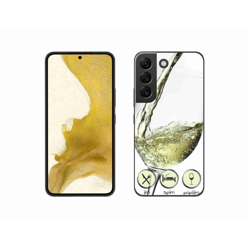 Gelový obal mmCase na mobil Samsung Galaxy S22 5G - sklenička vína bílé