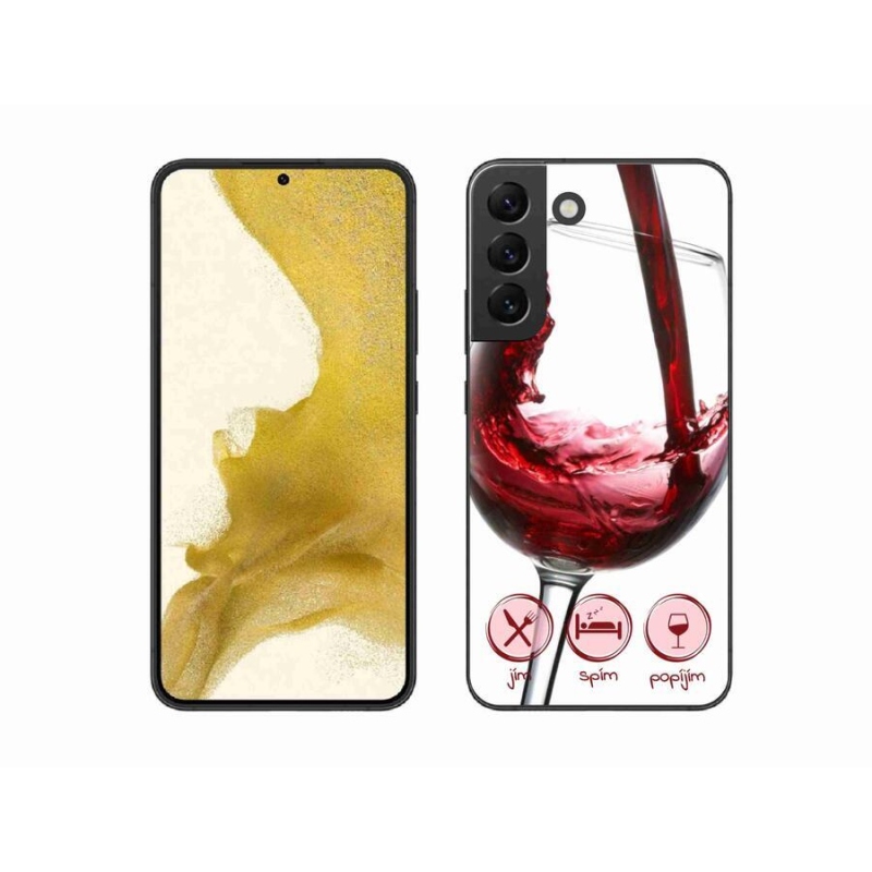 Gelový obal mmCase na mobil Samsung Galaxy S22+ 5G - sklenička vína červené