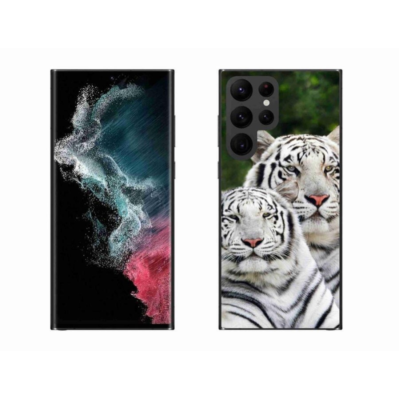 Gelový obal mmCase na mobil Samsung Galaxy S22 Ultra 5G - bílí tygři