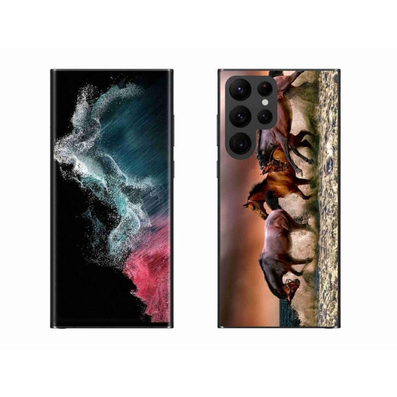 Gelový obal mmCase na mobil Samsung Galaxy S22 Ultra 5G - koně 1