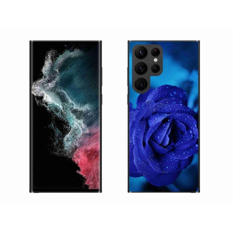 Gelový obal mmCase na mobil Samsung Galaxy S22 Ultra 5G - modrá růže