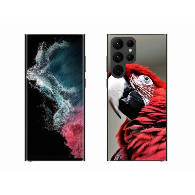 Gelový obal mmCase na mobil Samsung Galaxy S22 Ultra 5G - papoušek ara červený