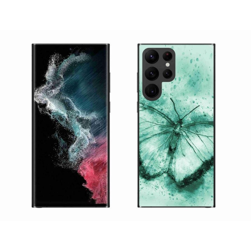 Gelový obal mmCase na mobil Samsung Galaxy S22 Ultra 5G - zelený motýl