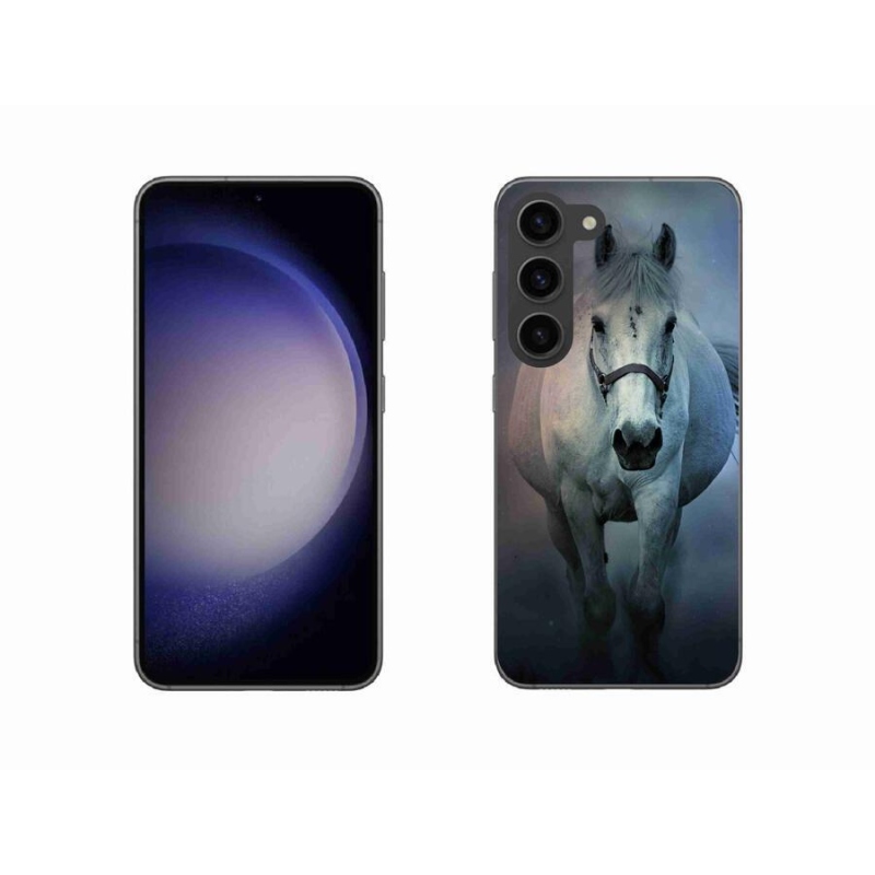 Gelový obal mmCase na mobil Samsung Galaxy S23 5G - běžící bílý kůň