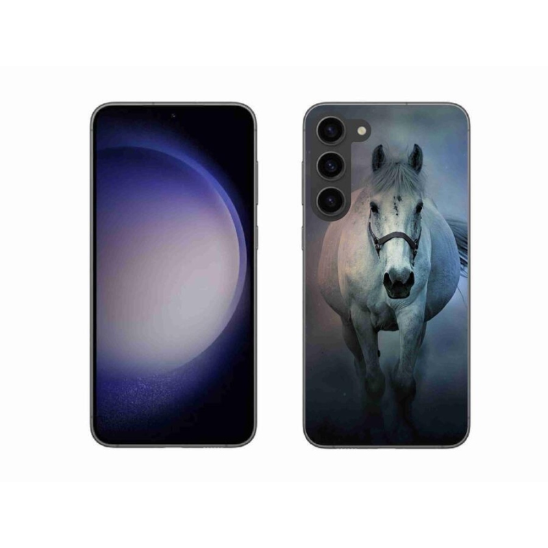 Gelový obal mmCase na mobil Samsung Galaxy S23+ 5G - běžící bílý kůň