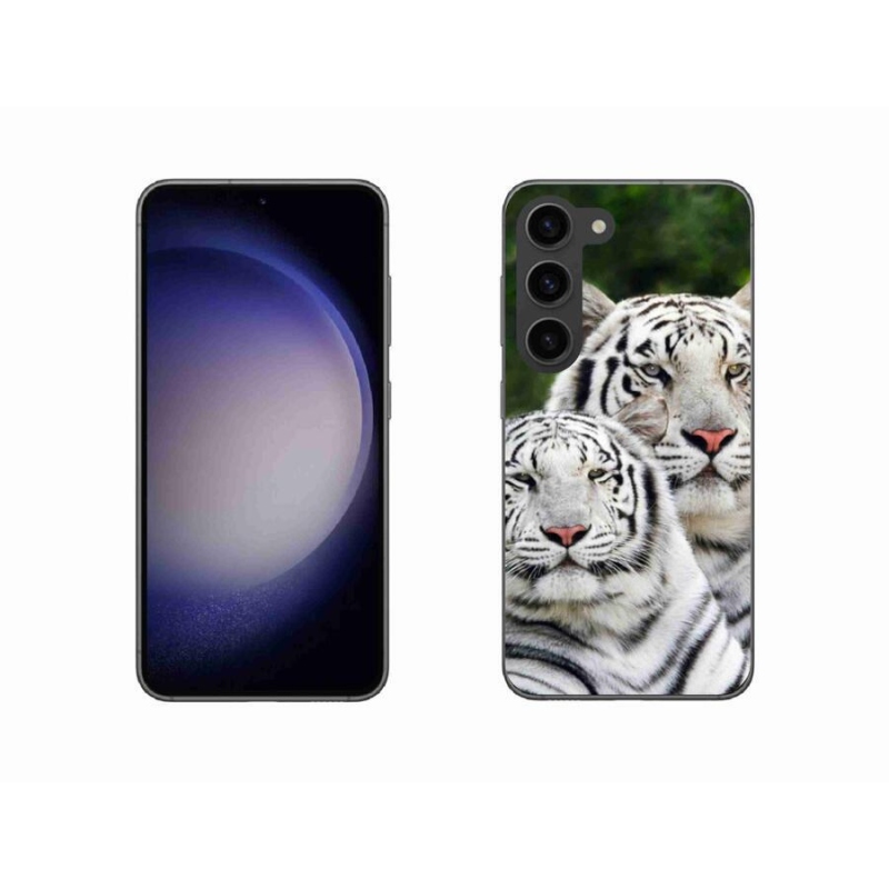 Gelový obal mmCase na mobil Samsung Galaxy S23 5G - bílí tygři