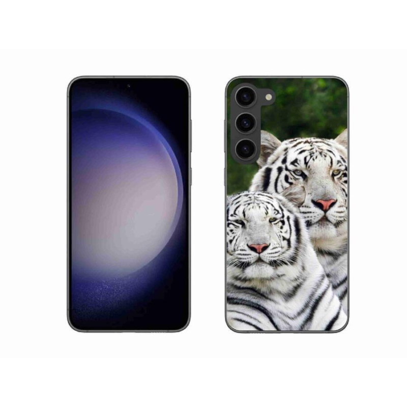 Gelový obal mmCase na mobil Samsung Galaxy S23+ 5G - bílí tygři