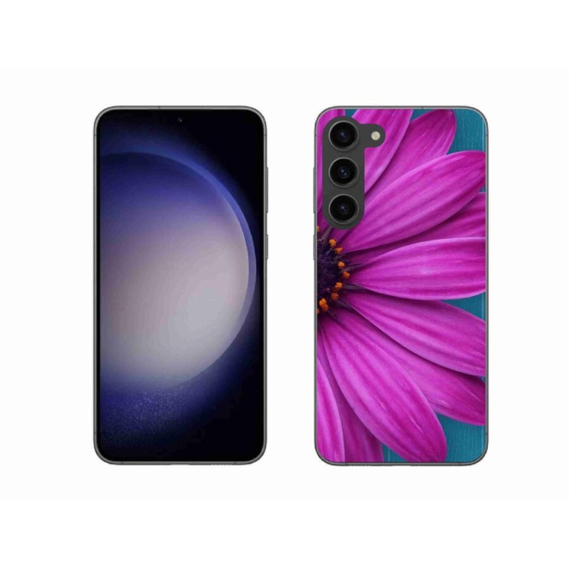 Gelový obal mmCase na mobil Samsung Galaxy S23+ 5G - fialová kopretina