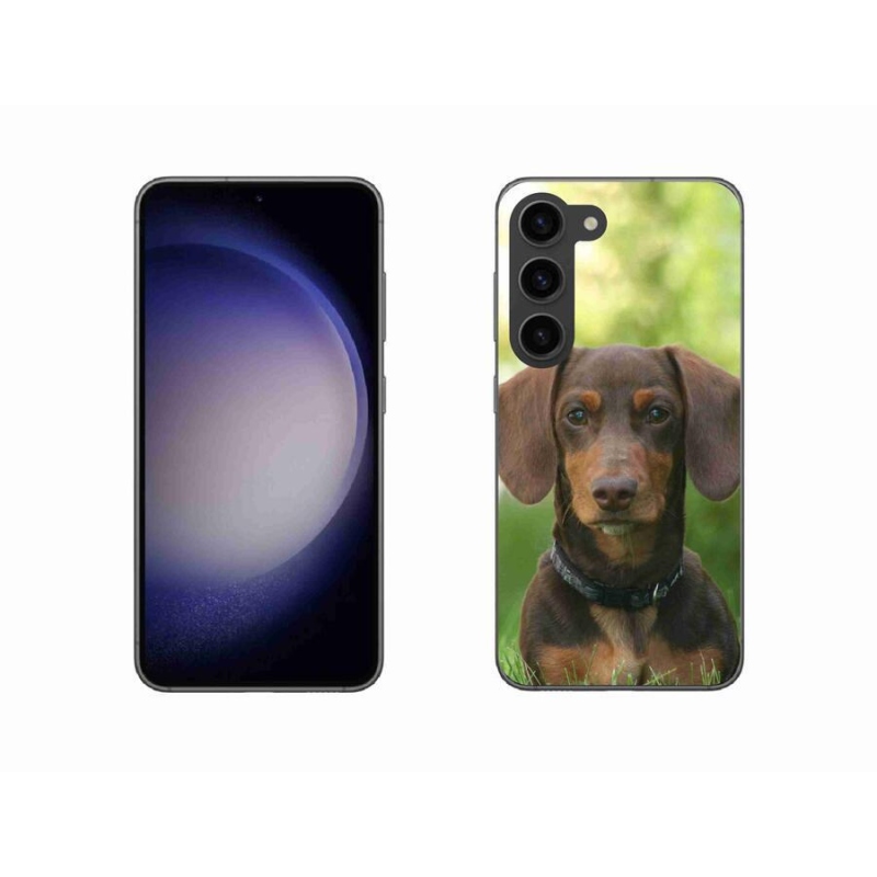 Gelový obal mmCase na mobil Samsung Galaxy S23 5G - hnědý jezevčík