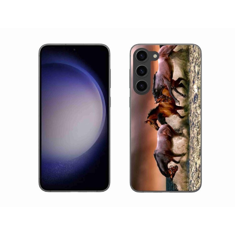 Gelový obal mmCase na mobil Samsung Galaxy S23+ 5G - koně 1